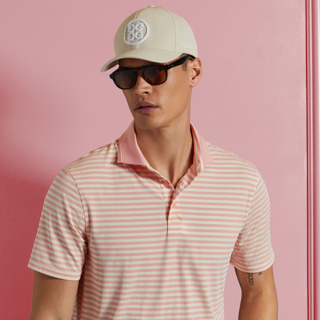 G/FORE MENS PERFORATED STRIPE TECH JERSEY POLO - AMOUR