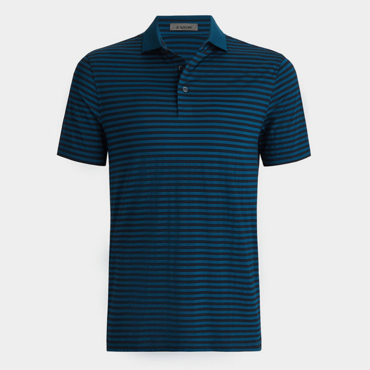 G/FORE MENS PERFORATED STRIPE TECH JERSEY POLO - TWILIGHT