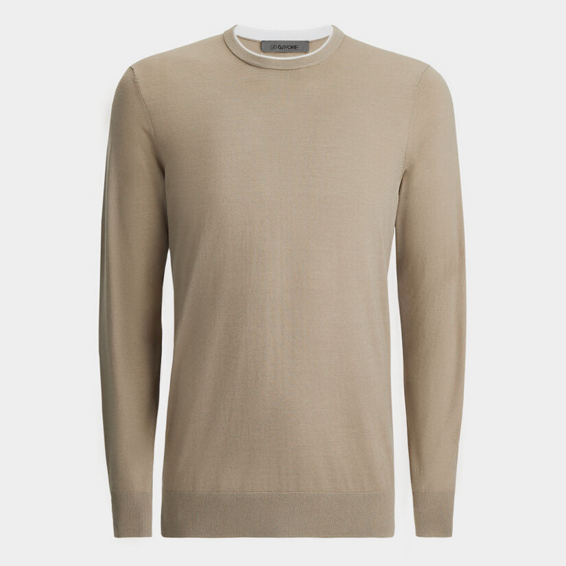 G/FORE MENS MERINO WOOL BLEND CREWNECK SWEATER - DUNE