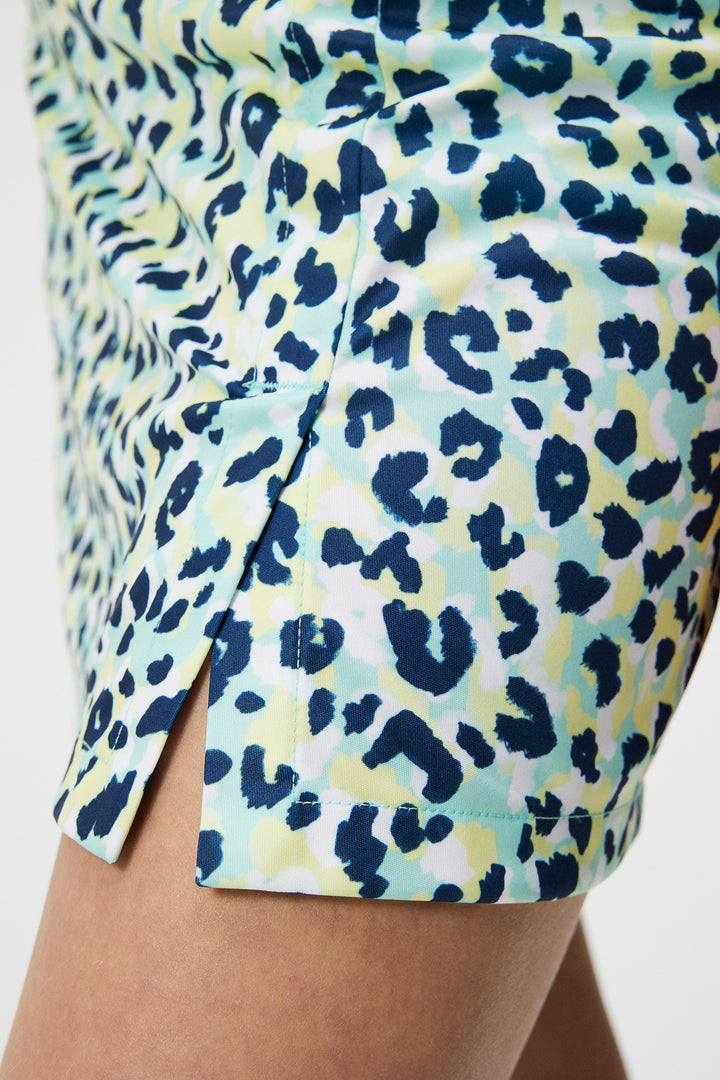 J.Lindeberg Womens Amelie Mid Print Skirt - Leopard Aruba Blue