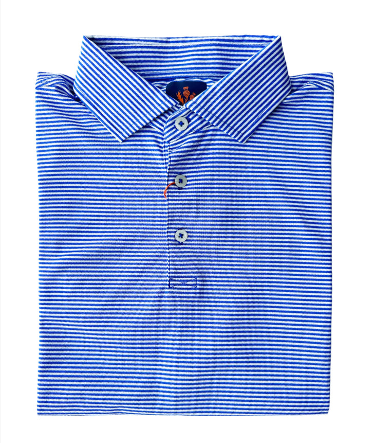 Donald Ross Mens Owen Baby Pique Feeder Stripe Sport Fit Polo - COBALT