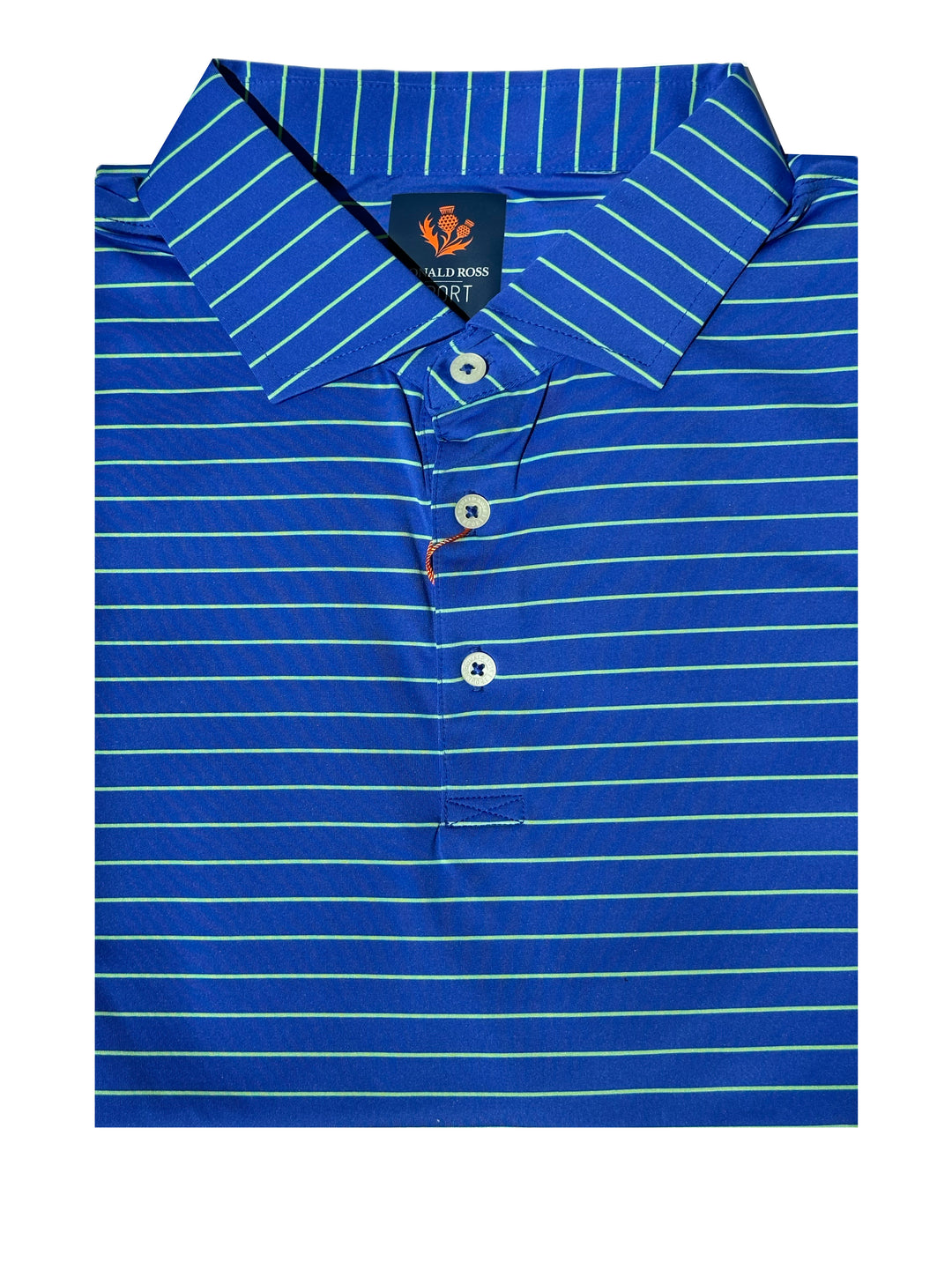 Donald Ross Mens Hayes Pencil Stripe Jersey Sport Fit Polo - COBALT