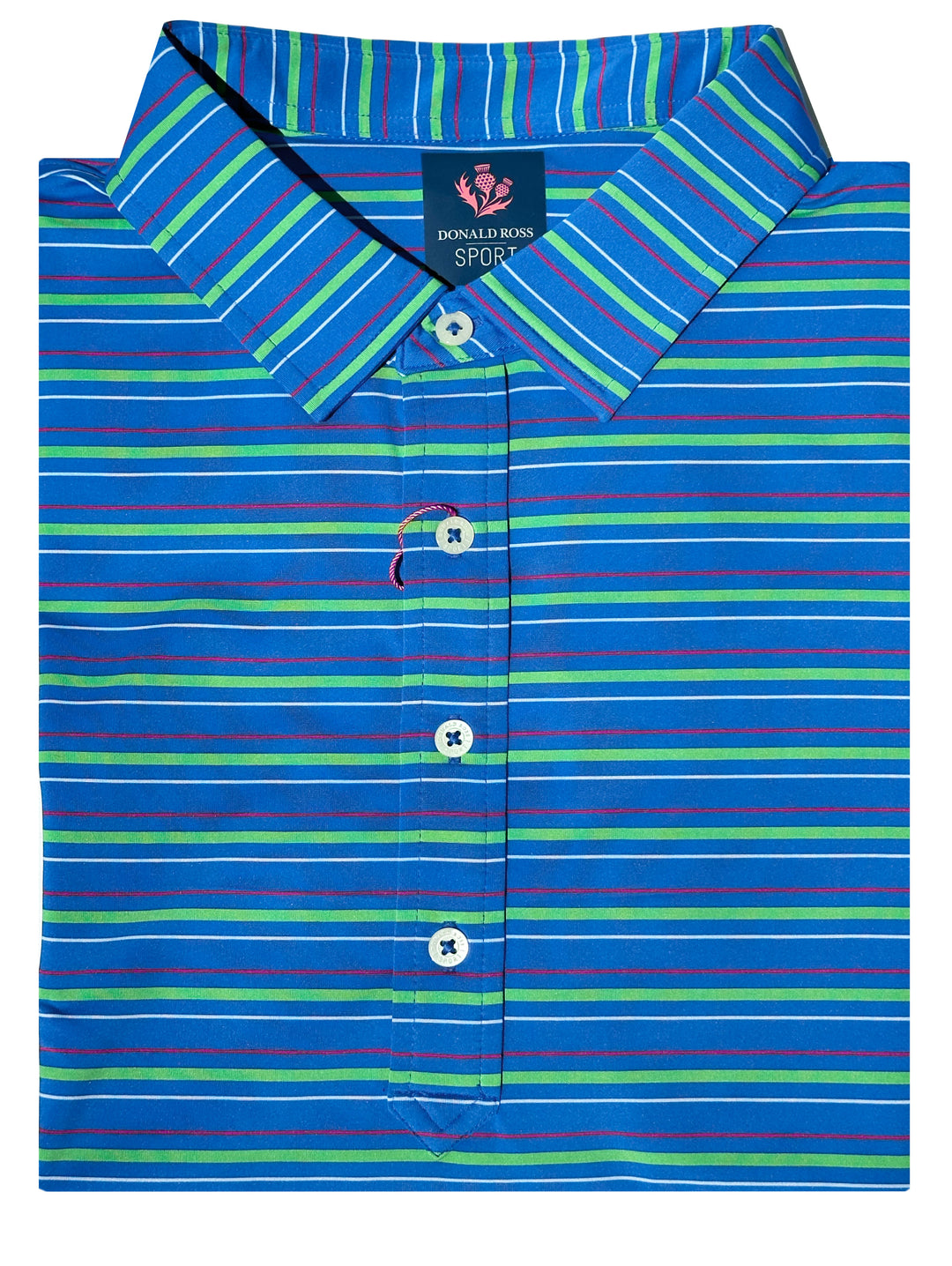 Donald Ross Mens Wells Regimental Multi Stripe Sport Fit Polo - ROYAL