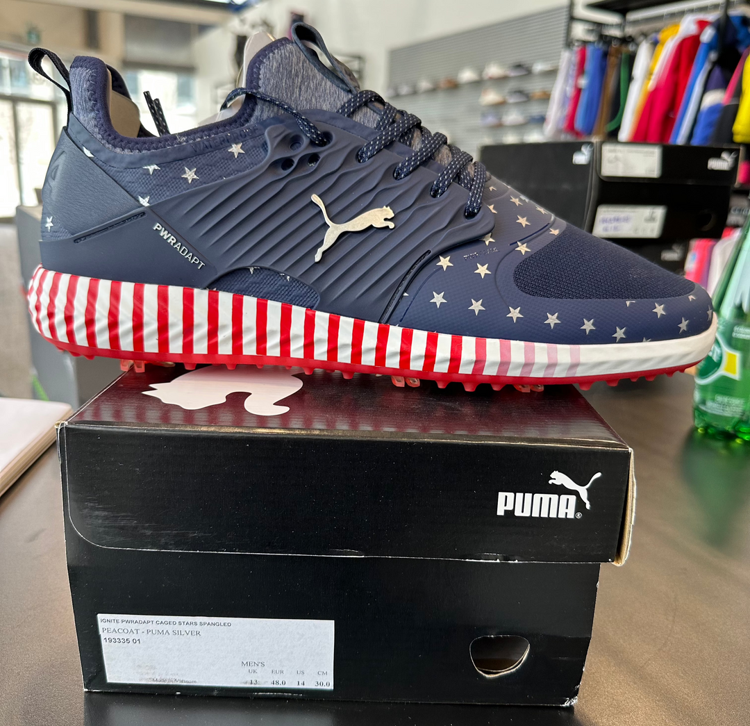 Puma Men's TOUR LTD EDITION PRESIDENTS CUP - IGINITE PWRAdapt Caged Golf Shoes- STAR SPANGLED