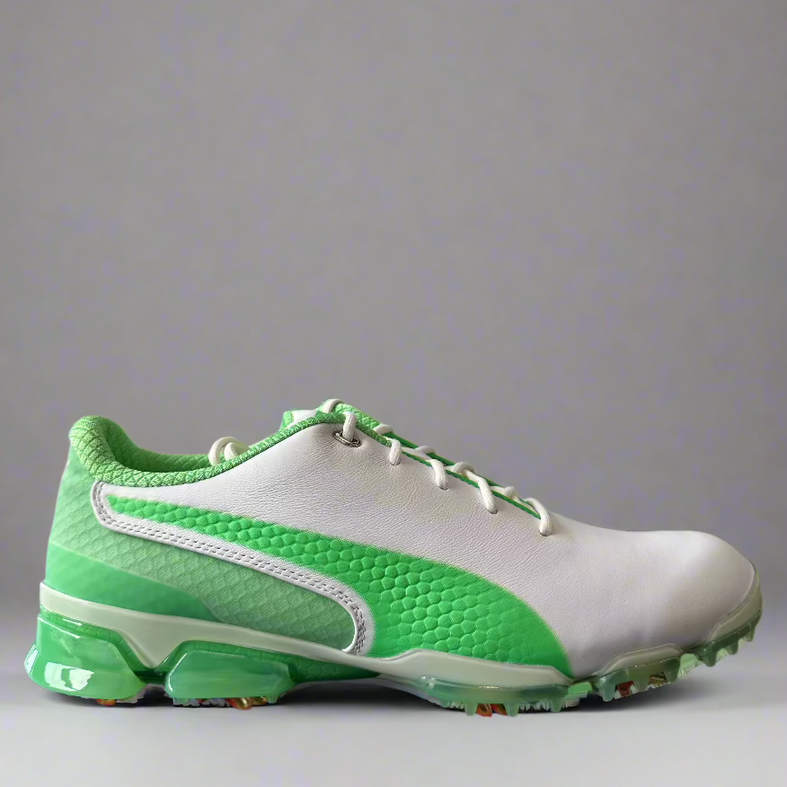 Puma Men's TOUR (RICKIE FOWLER) IGNITE PROADAPT DELTA LEATHER Golf Shoes - IRISH GREEN / WHITE