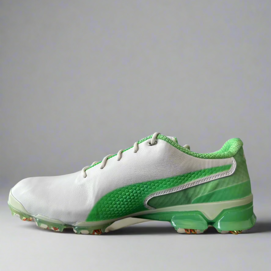 Puma Men's TOUR (RICKIE FOWLER) IGNITE PROADAPT DELTA LEATHER Golf Shoes - IRISH GREEN / WHITE