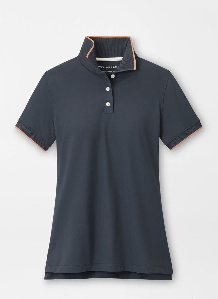 Peter Millar Womens Whitworth Sport Mesh Polo - GRAPHITE / CAMEL