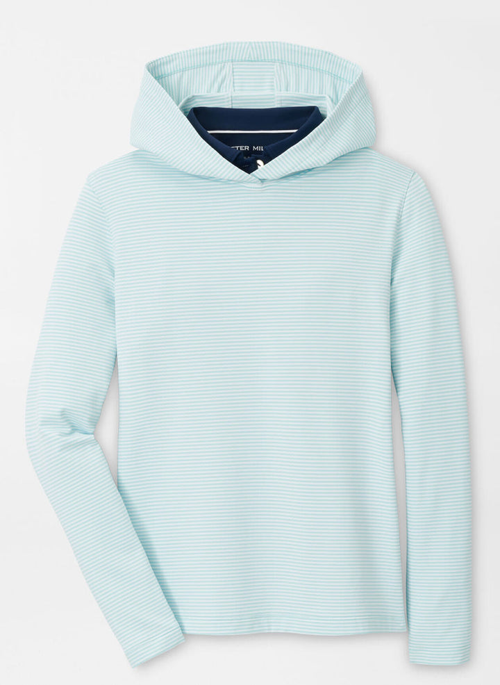 Peter Millar Womens Vista Stripe Pine Hoodie - BLUE SPRUCE/WHITE