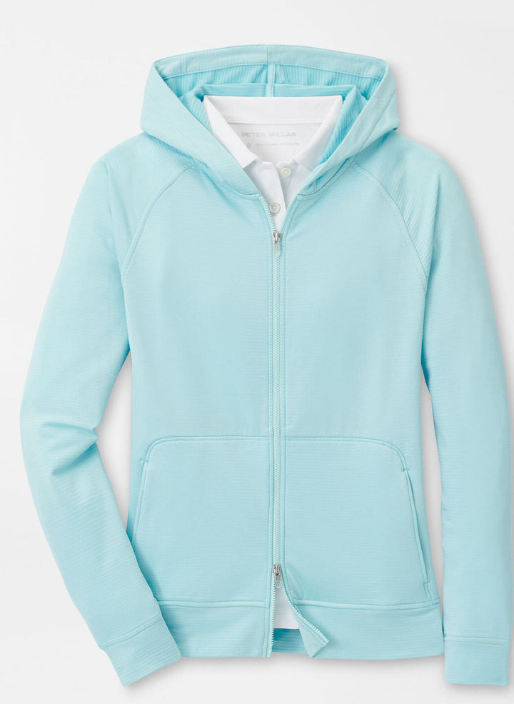 Peter Millar Womens Beaumont Full Zip Hoodie - BLUE SPRUCE