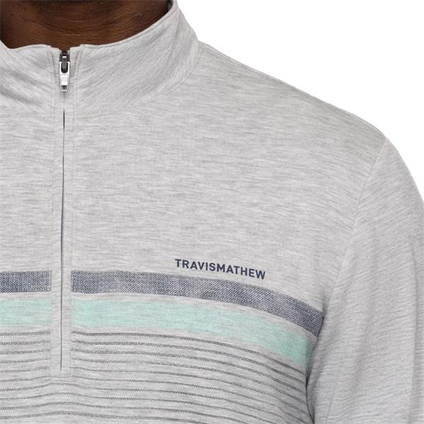 TRAVIS MATHEW TWIST OF LIME QUARTER ZIP - HEATHER LIGHT GREY