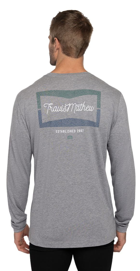 TRAVIS MATHEW LOOKOUT POINT LONG SLEEVE T-SHIRT - HEATHER GREY