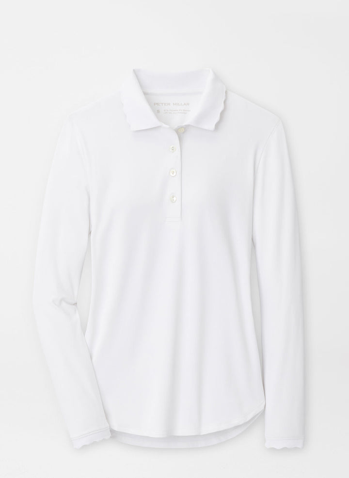 Peter Millar Womens Opal Long-Sleeve Stretch Jersey Polo - WHITE