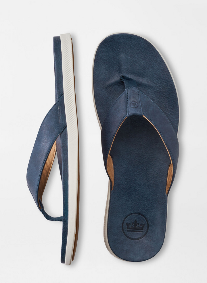 Peter Millar Men's Hyperlight Slide Nubuck Flip Flop - NAVY