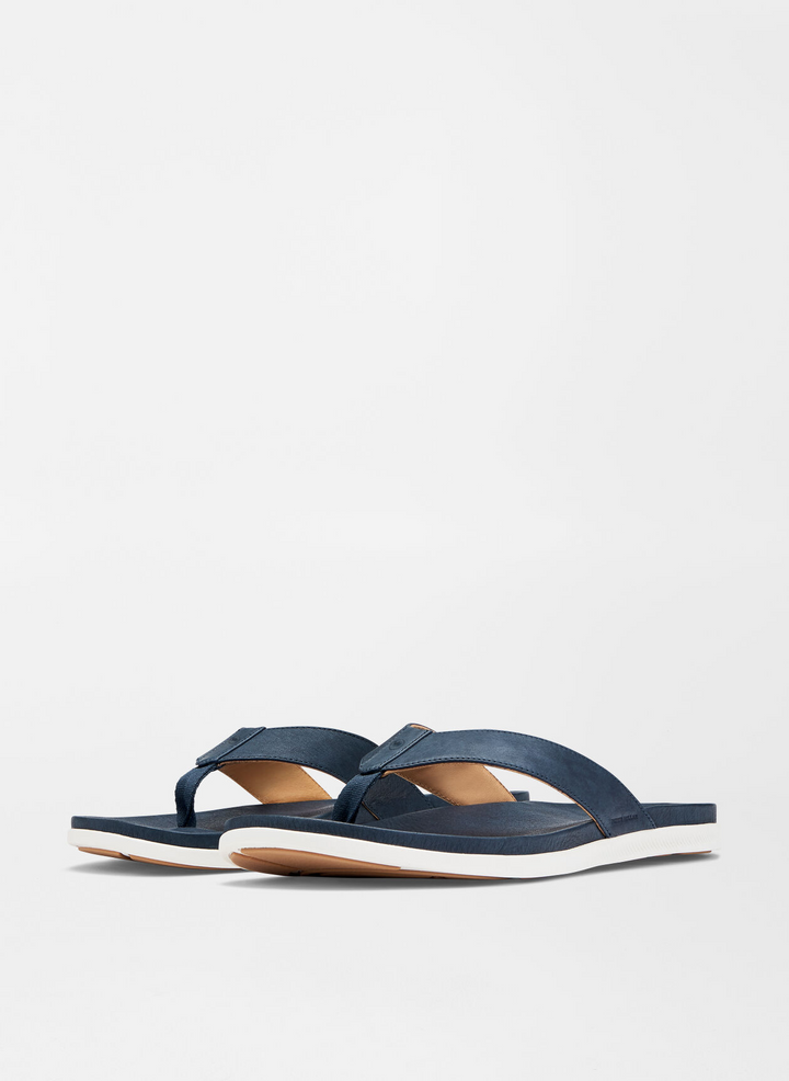 Peter Millar Men's Hyperlight Slide Nubuck Flip Flop - NAVY