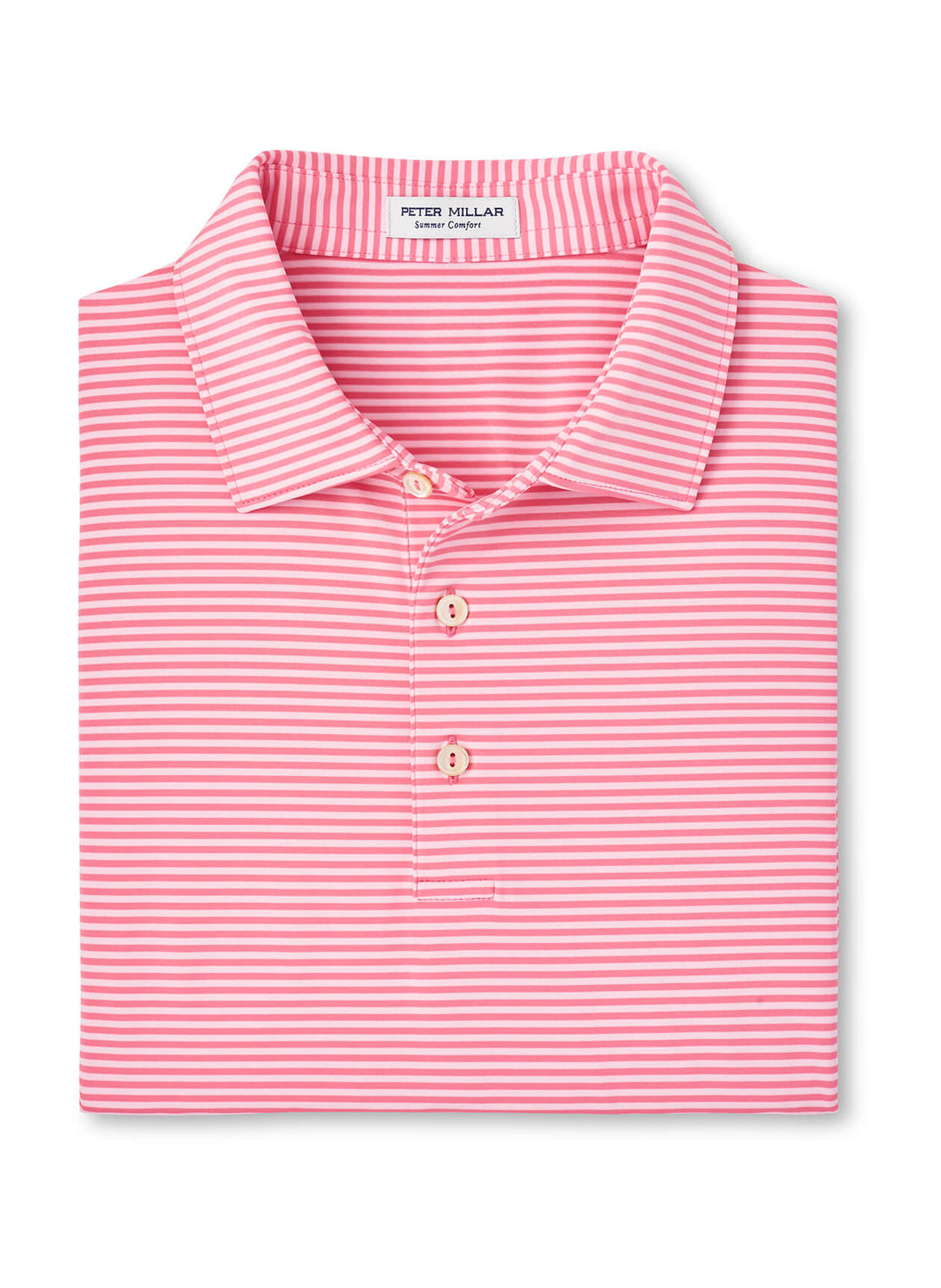 Peter Millar Mens Classic Fit Hales Performance Jersey Polo - Sean Self Collar - HULA PINK