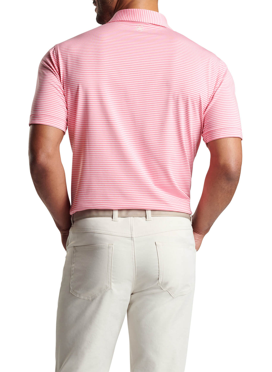 Peter Millar Mens Classic Fit Hales Performance Jersey Polo - Sean Self Collar - HULA PINK