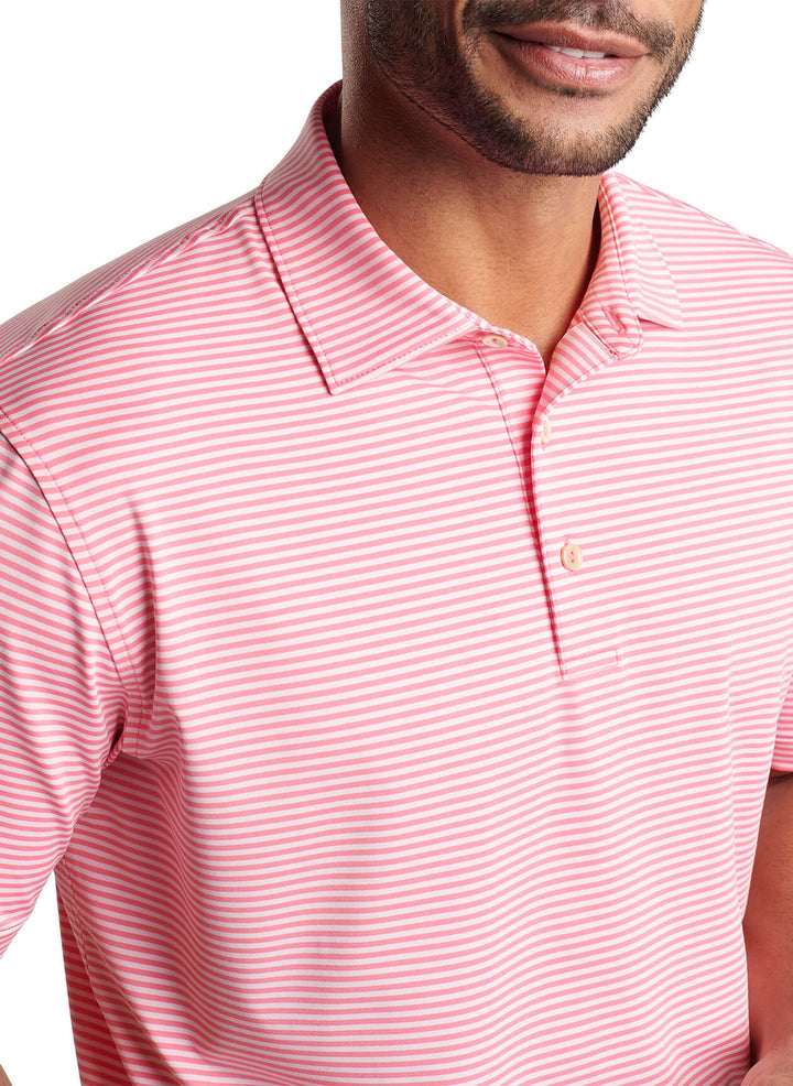 Peter Millar Mens Classic Fit Hales Performance Jersey Polo - Sean Self Collar - HULA PINK