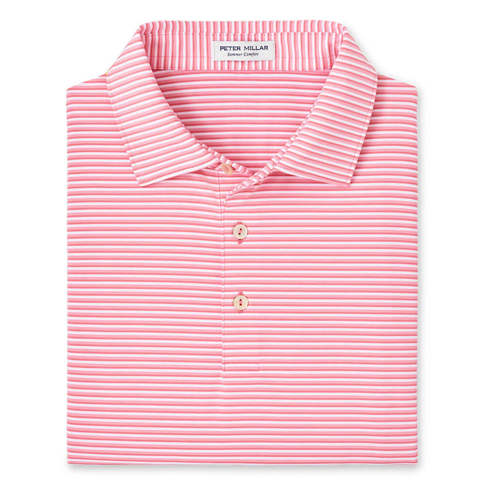 Peter Millar Mens Classic Fit Cedar Performance Jersey Polo - HULA PINK