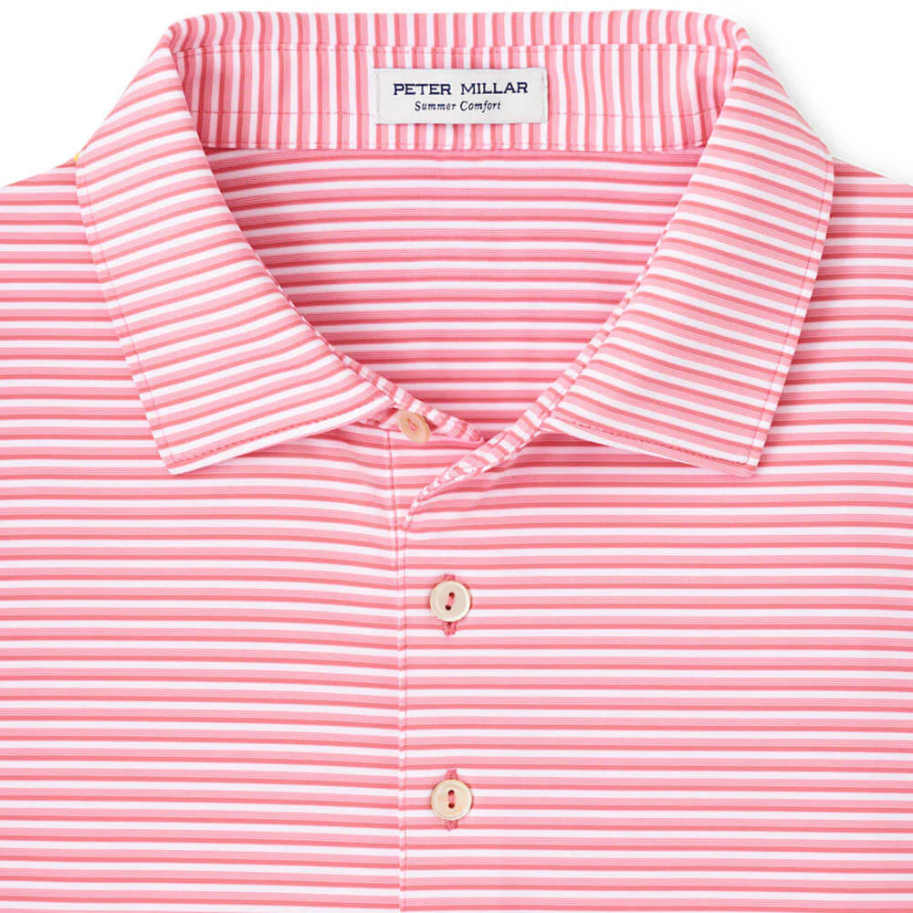 Peter Millar Mens Classic Fit Cedar Performance Jersey Polo - HULA PINK