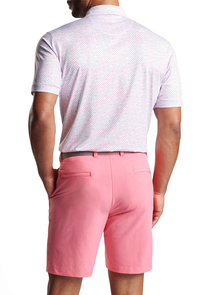 Peter Millar Mens Classic Fit The Bees Knees Performance Jersey Polo - WHITE/HULA PINK