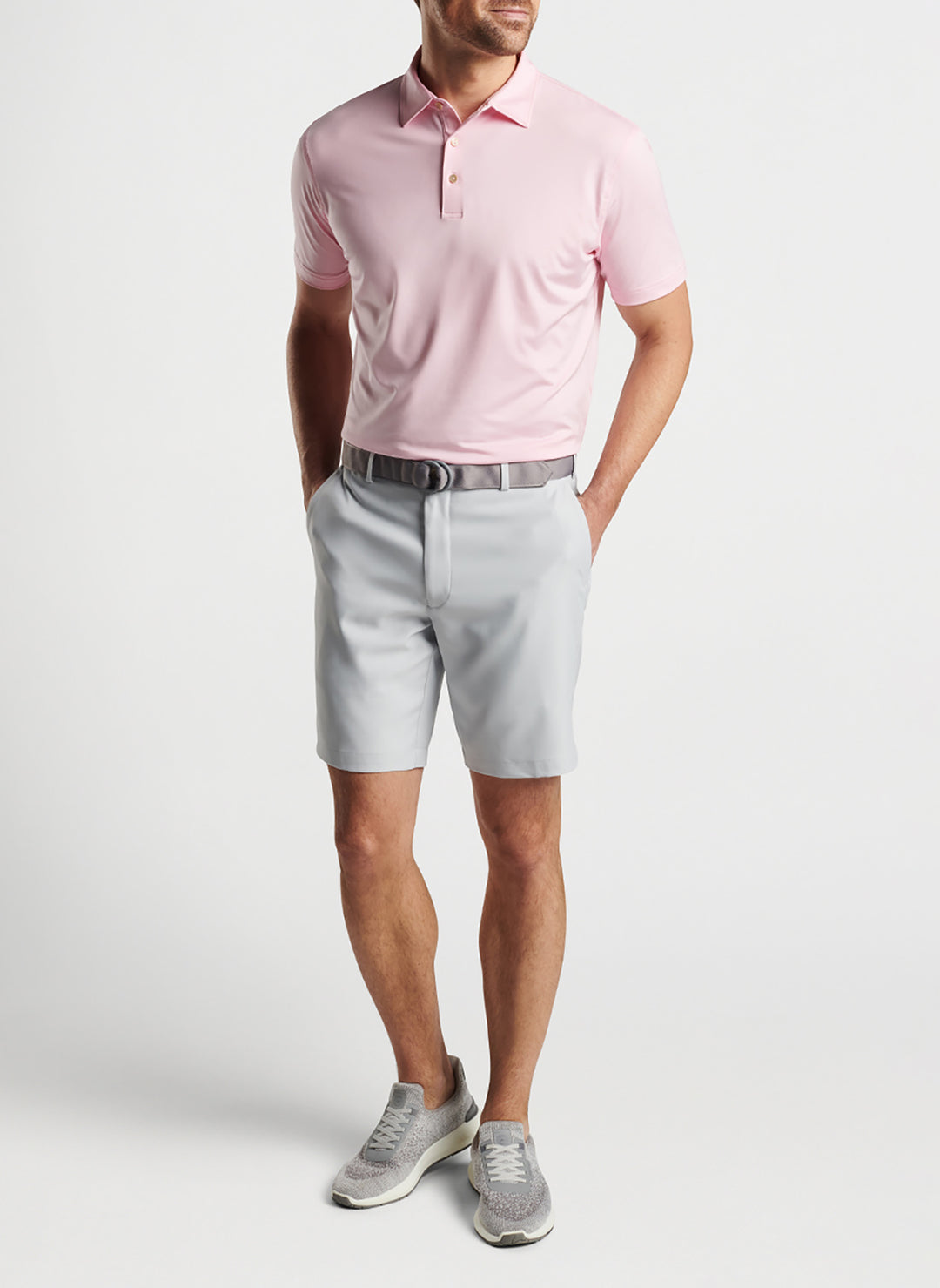 Peter Millar Mens Classic Fit Solid Performance Jersey Polo - PALMER PINK