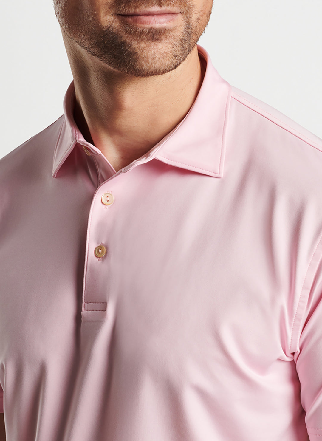 Peter Millar Mens Classic Fit Solid Performance Jersey Polo - PALMER PINK