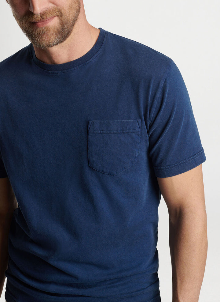 Peter Millar Mens Classic Fit Lava Wash Pocket Tee - NAVY