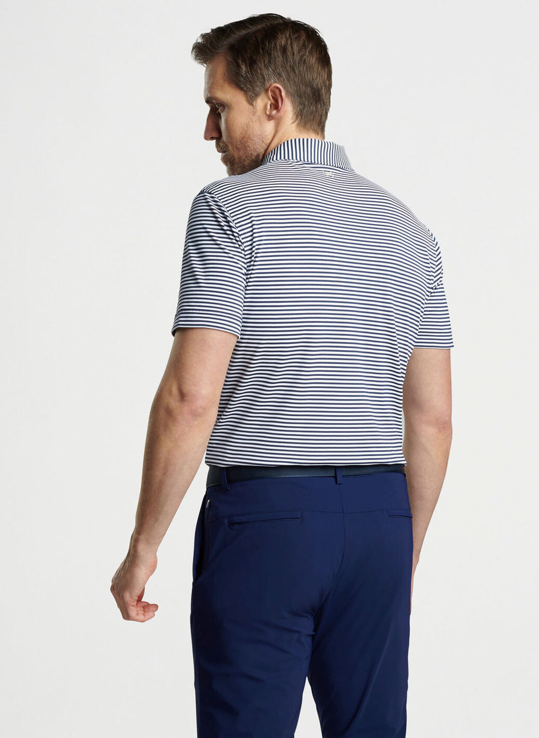 Peter Millar Mens Tailored Fit Mood Performance Mesh Polo - NAVY