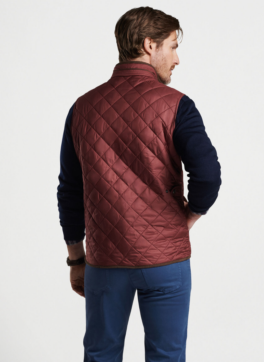 Peter Millar Mens Classic Fit Essex Travel Vest - CRANBERRY