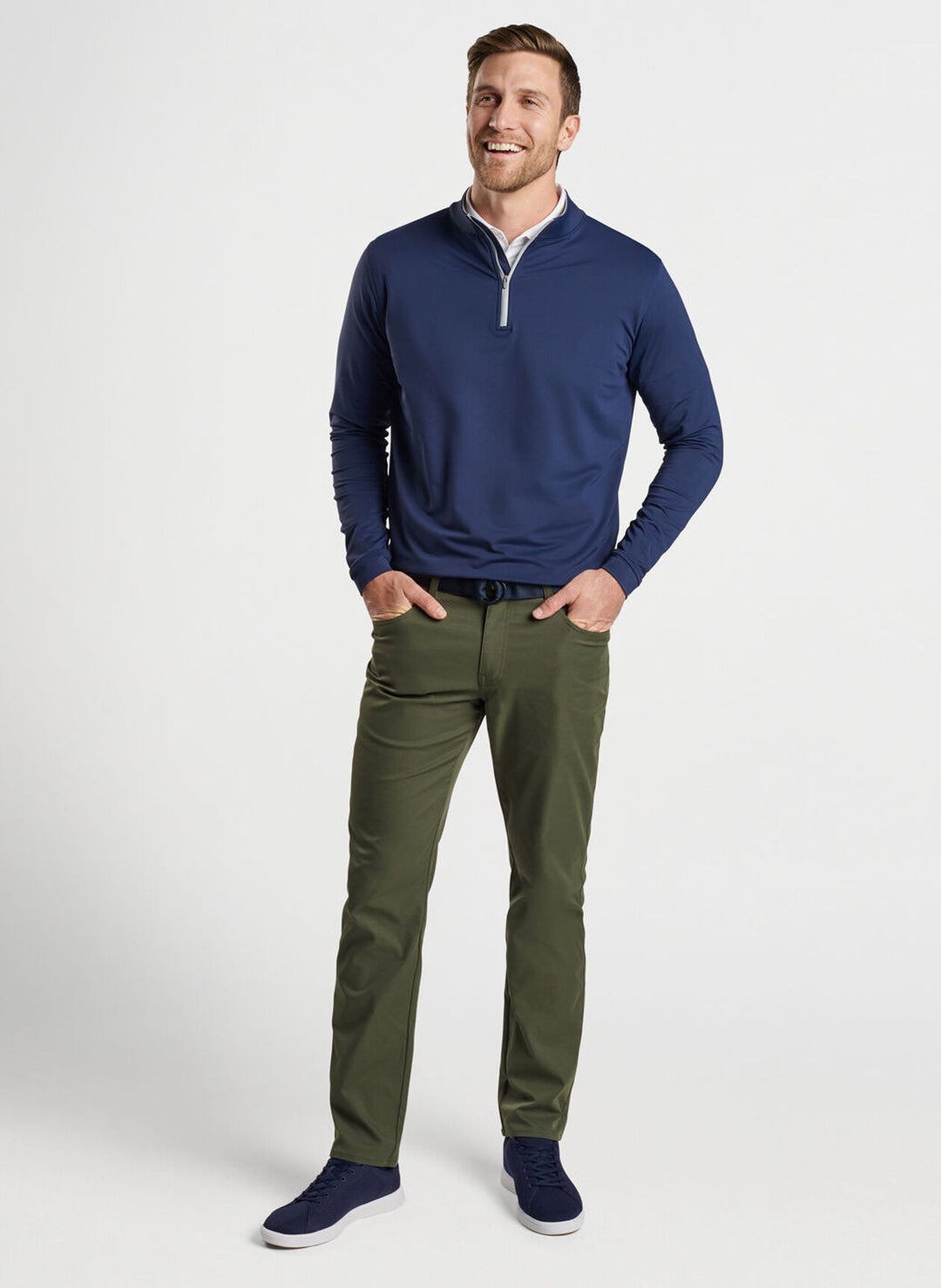 Peter Millar Mens Classic Fit eb66 Performance Five-Pocket Trouser - OLIVE BRANCH