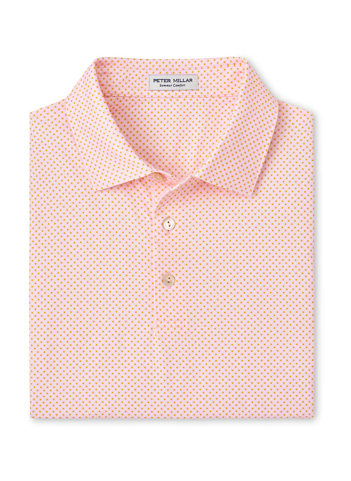 Peter Millar Mens Classic Fit Circle Geo Performance Jersey Polo - PALMER PINK