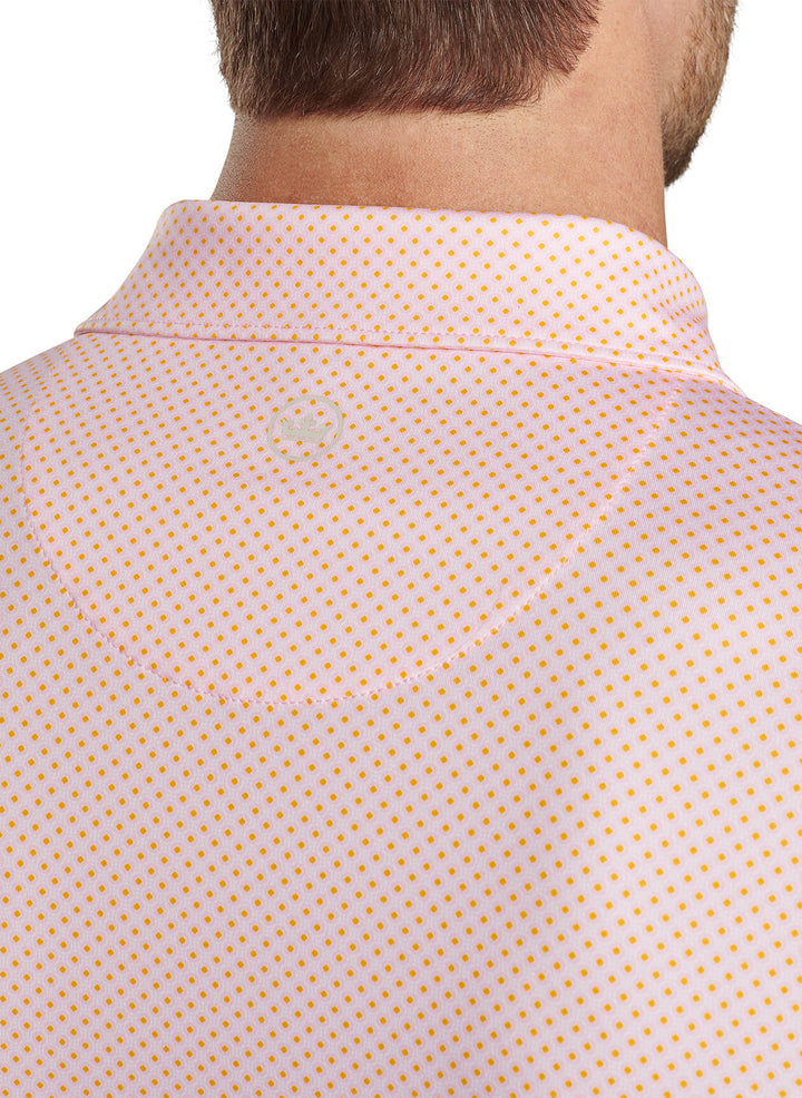 Peter Millar Mens Classic Fit Circle Geo Performance Jersey Polo - PALMER PINK