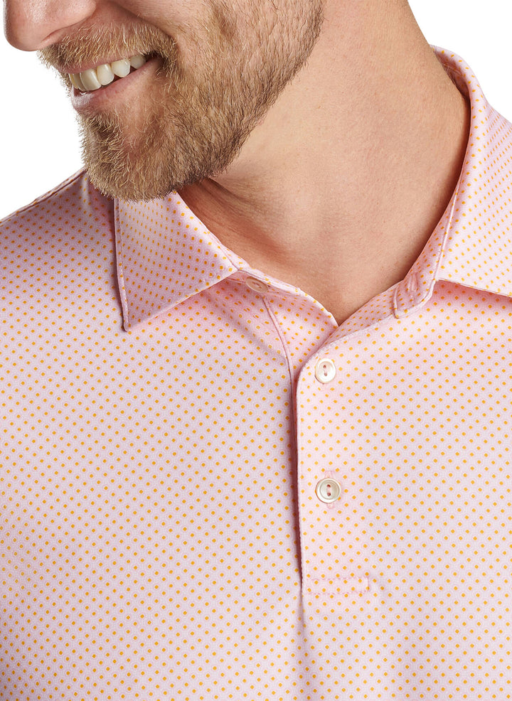 Peter Millar Mens Classic Fit Circle Geo Performance Jersey Polo - PALMER PINK