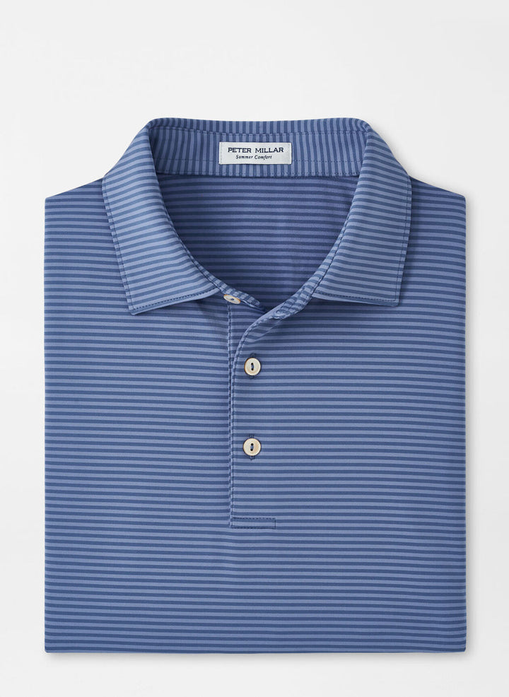 Peter Millar Mens Classic Fit Hales Performance Jersey Polo - Sean Self Collar - ASTRAL BLUE