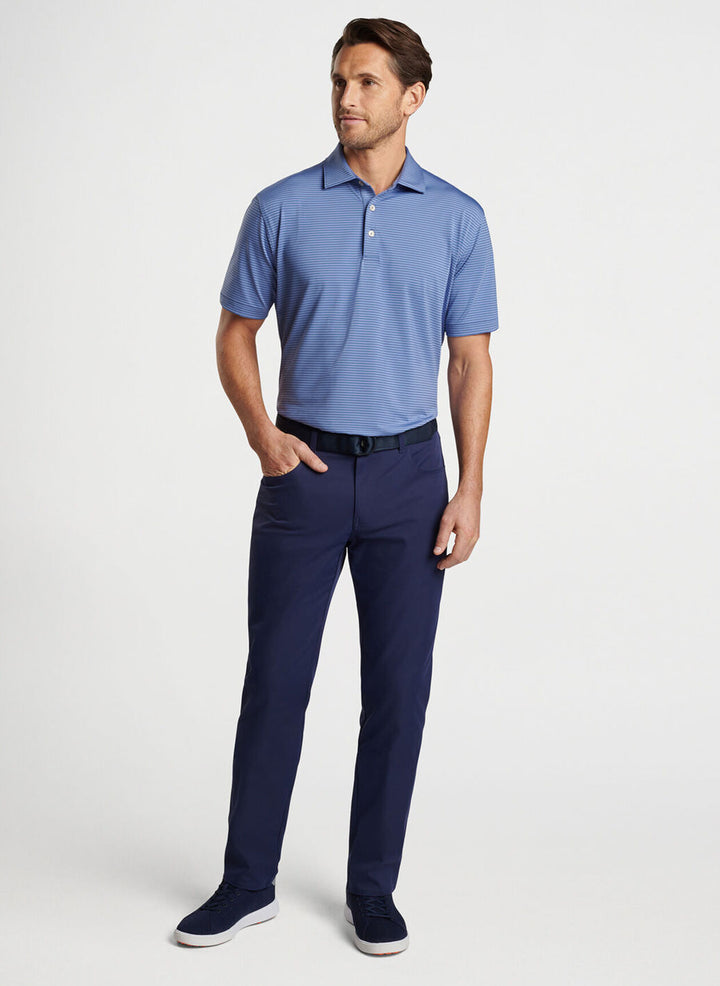 Peter Millar Mens Classic Fit Hales Performance Jersey Polo - Sean Self Collar - ASTRAL BLUE