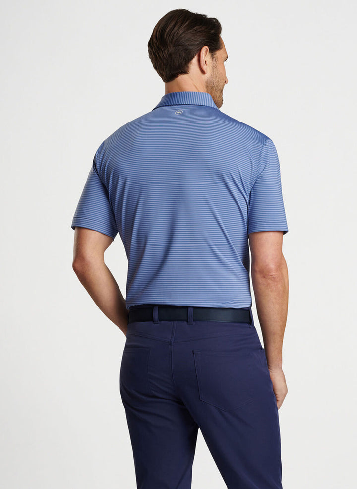 Peter Millar Mens Classic Fit Hales Performance Jersey Polo - Sean Self Collar - ASTRAL BLUE