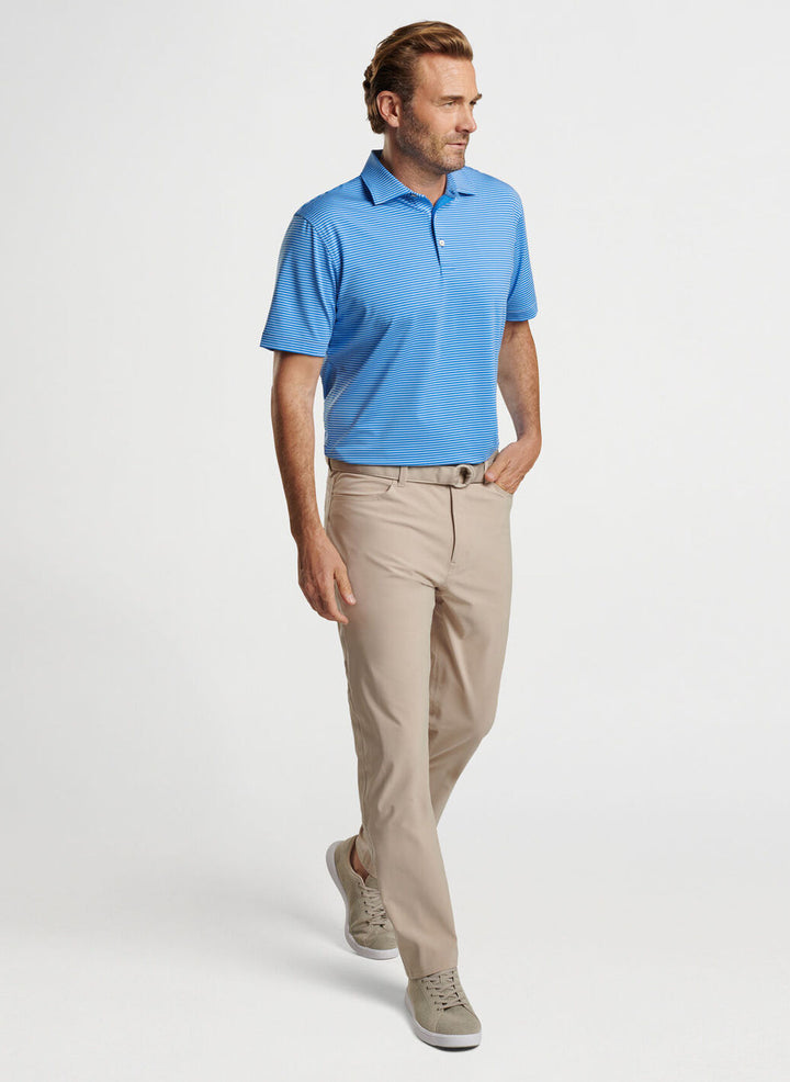 Peter Millar Mens Classic Fit Hales Performance Jersey Polo - MAKO BLUE