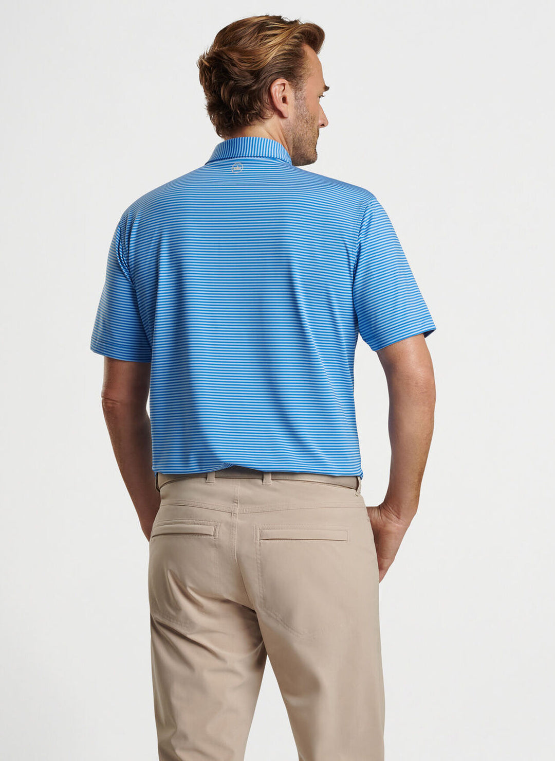 Peter Millar Mens Classic Fit Hales Performance Jersey Polo - MAKO BLUE