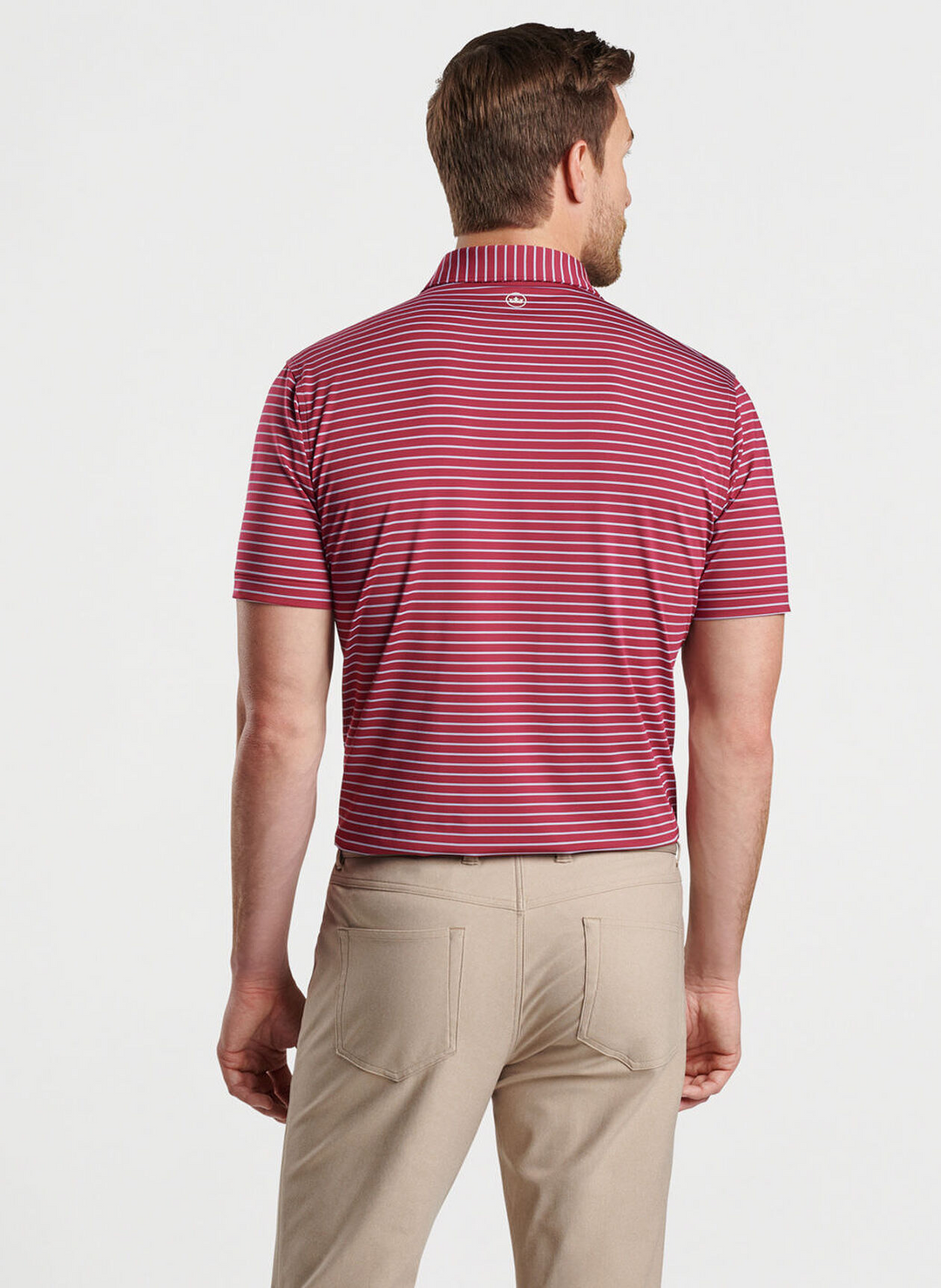 Peter Millar Mens Classic Fit Drum Performance Polo - POMEGRANATE