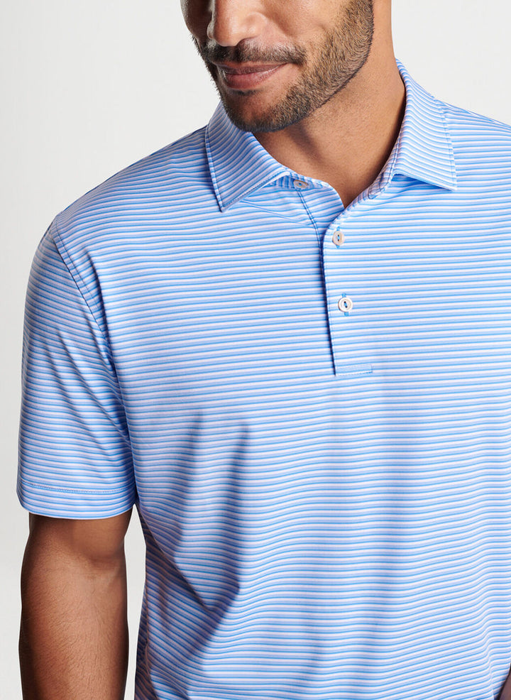 Peter Millar Mens Classic Fit Cedar Performance Jersey Polo - LIBERTY BLUE