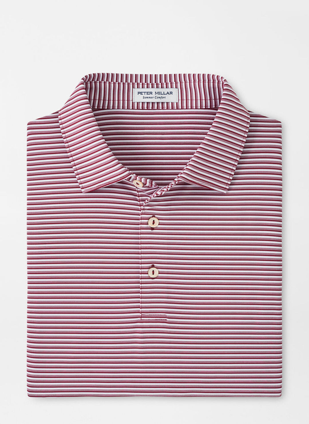 Peter Millar Mens Classic Fit Cedar Performance Jersey Polo - POMEGRANATE