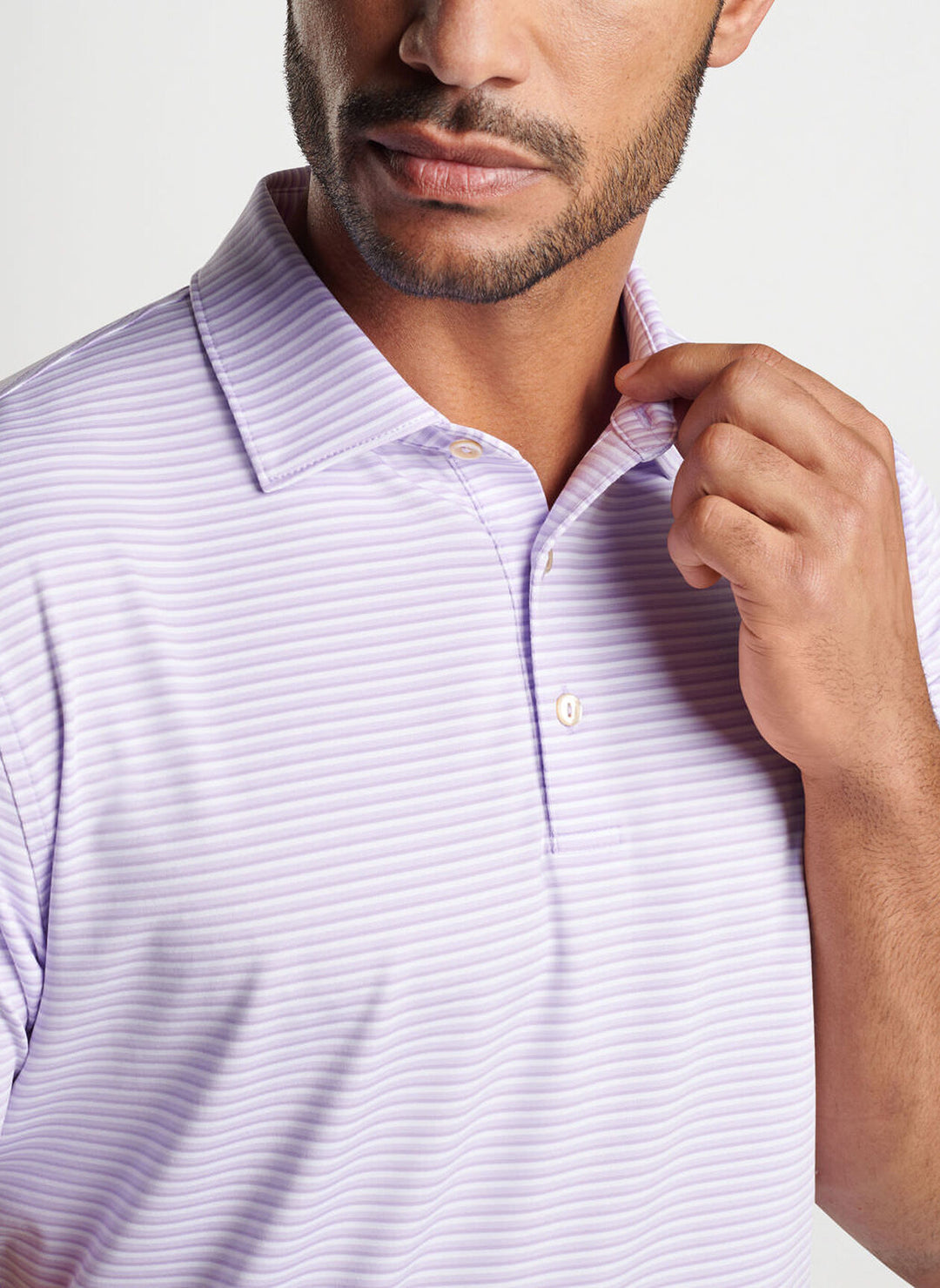 Peter Millar Mens Classic Fit Cedar Performance Jersey Polo - PETAL PURPLE