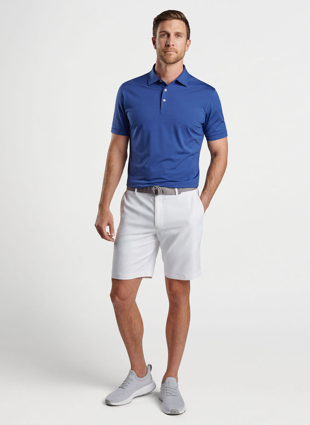 Peter Millar Mens CLassic Fit Hemlock Performance Jersey Polo - Sean Self Collar - SPORT NAVY