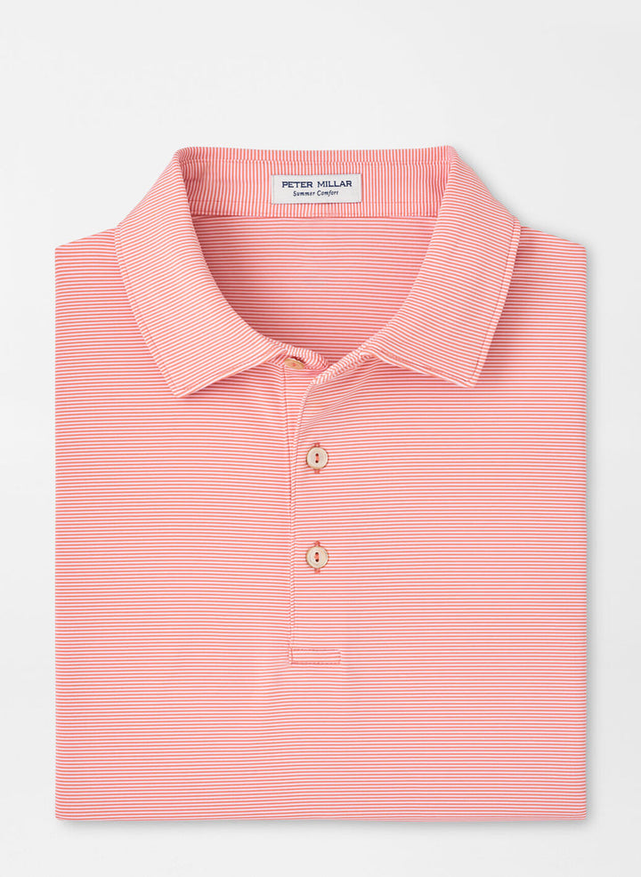 Peter Millar Mens Classic Fit Jubilee Performance Jersey Polo - GRAPEFRUIT