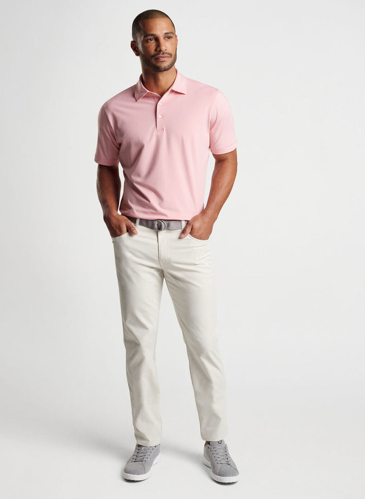 Peter Millar Mens Classic Fit Jubilee Performance Jersey Polo - GRAPEFRUIT