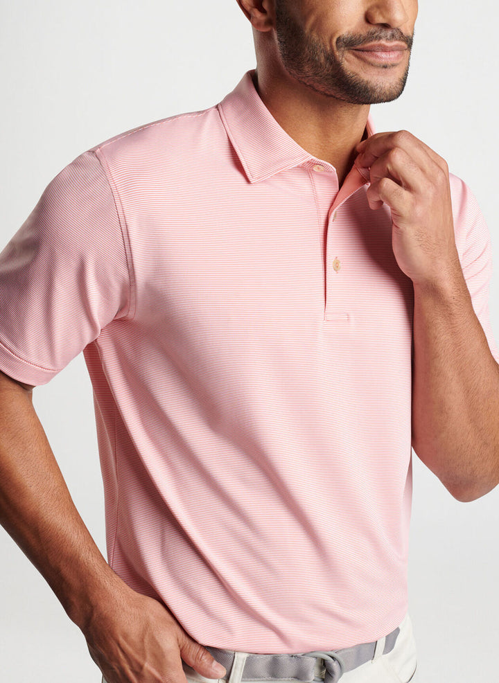 Peter Millar Mens Classic Fit Jubilee Performance Jersey Polo - GRAPEFRUIT