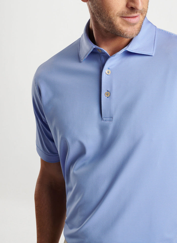 Peter Millar Mens Classic Fit Jubilee Performance Jersey Polo - Sean Self Collar - LIBERTY BLUE