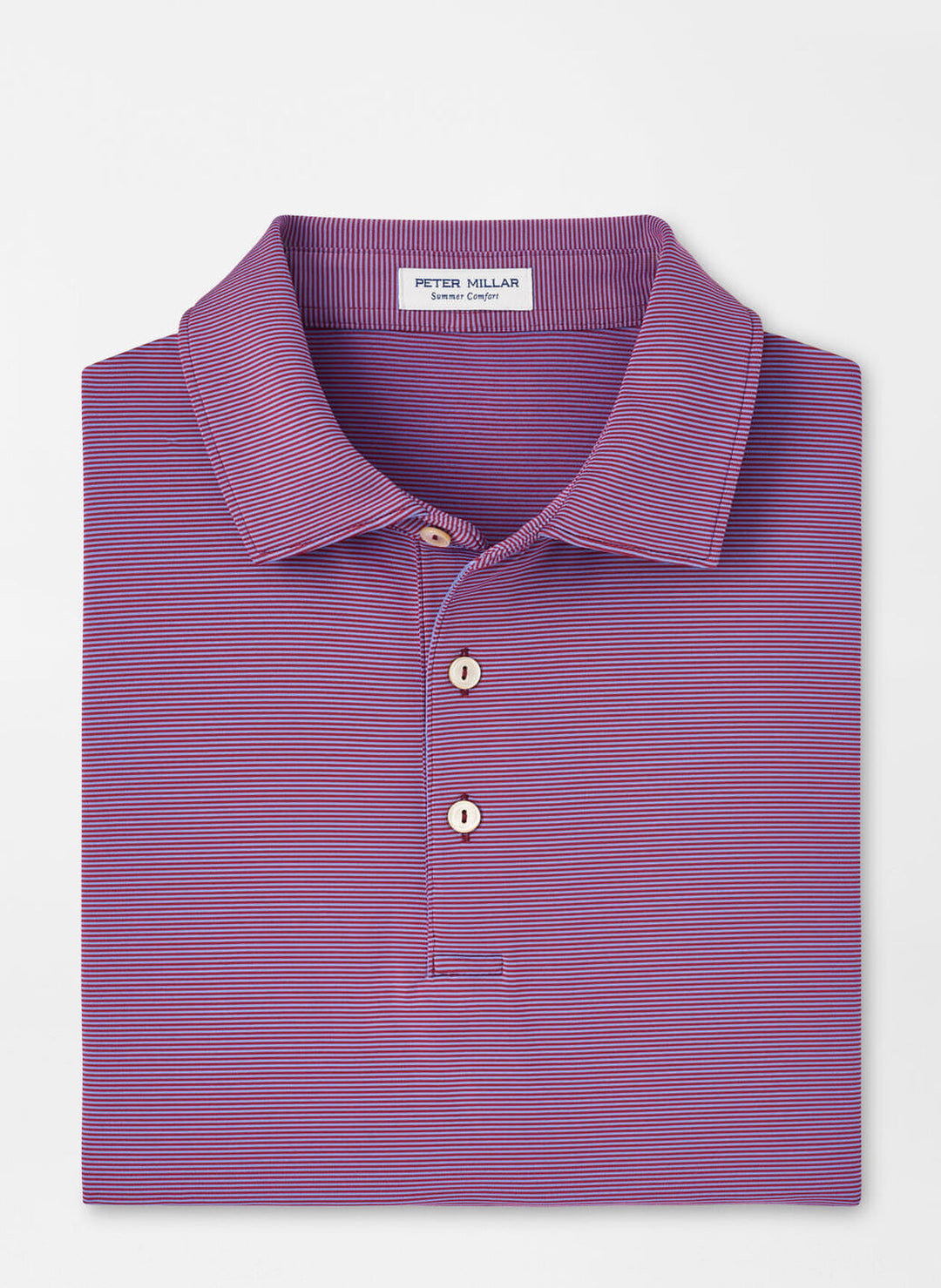 Peter Millar Mens Classic Fit Jubilee Performance Jersey Polo - Sean Self Collar - POMEGRANATE