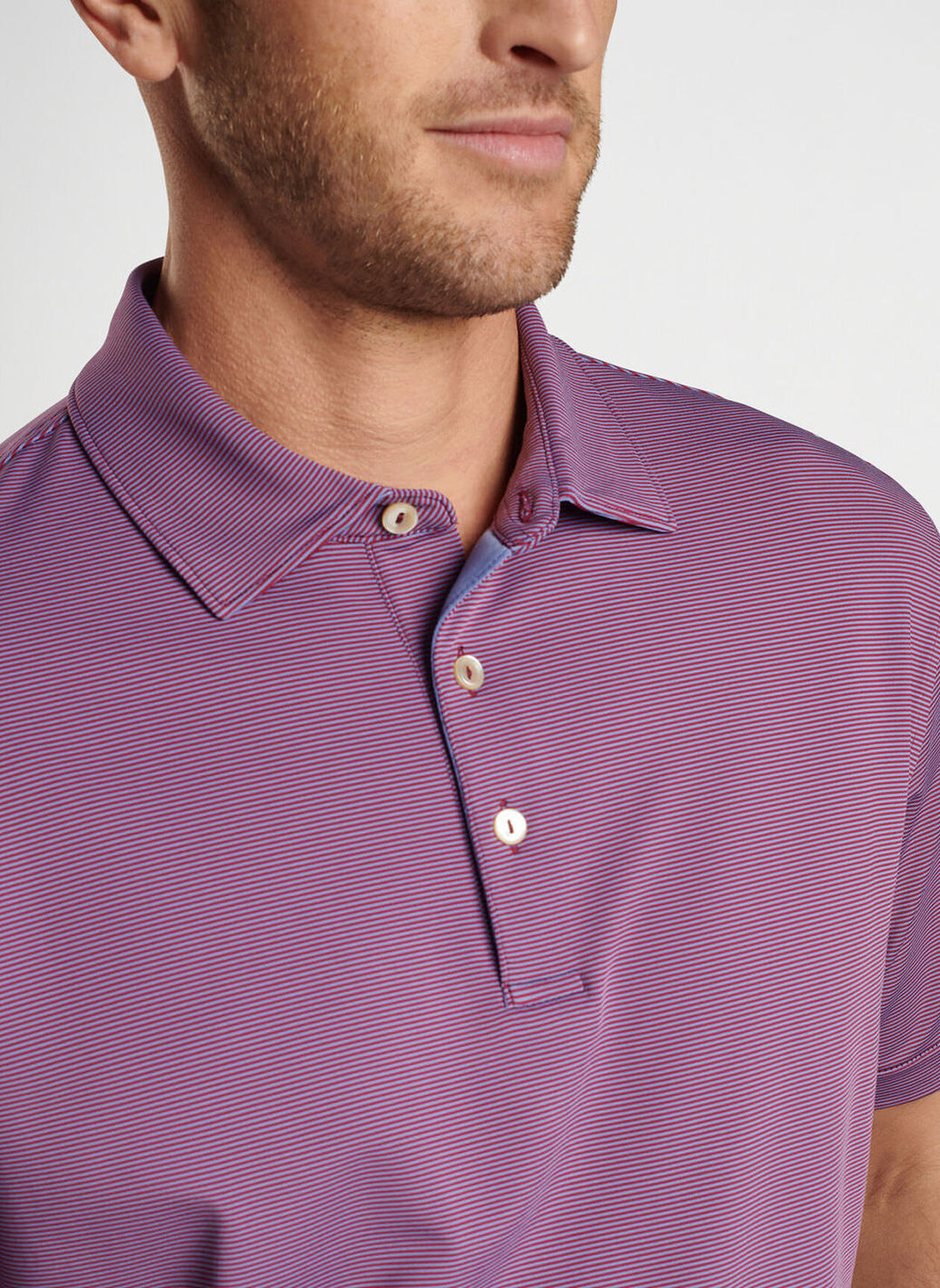 Peter Millar Mens Classic Fit Jubilee Performance Jersey Polo - Sean Self Collar - POMEGRANATE