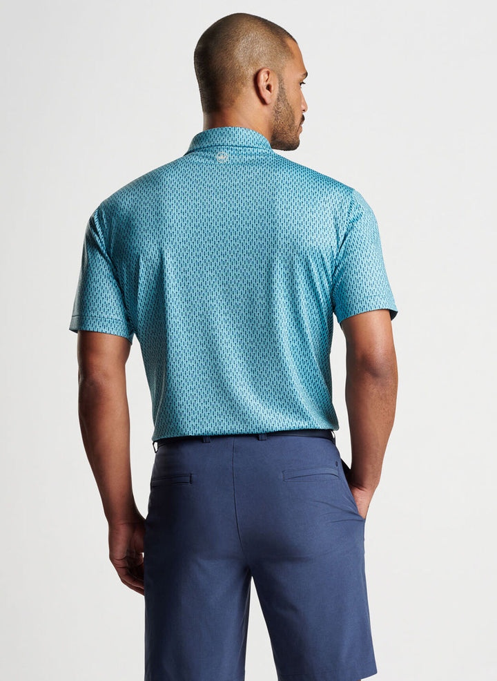 Peter Millar Mens Classic Fit Lavender Fields Performance Jersey Polo - CYAN